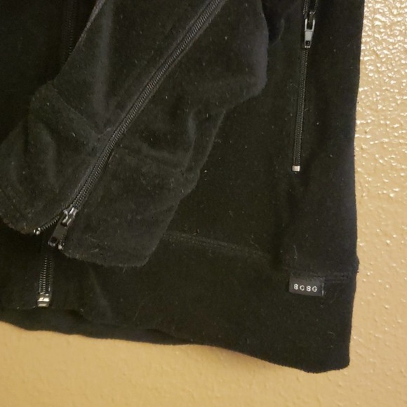 BCBG Black Velour Zip Jacket Sz L 90s Y2K Logo Track Street - Picture 7 of 8